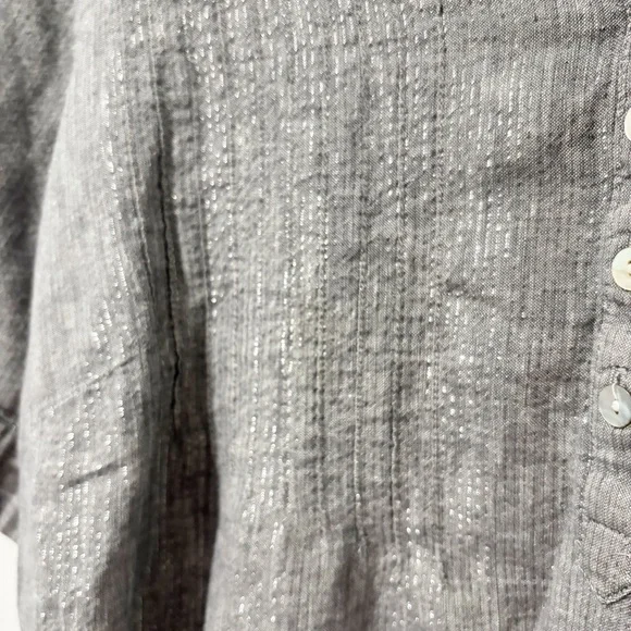 Avenue Linen Blend Silver Popover Tunic Womens Size 18/20 Lagenlook Casual - Picture 6 of 15